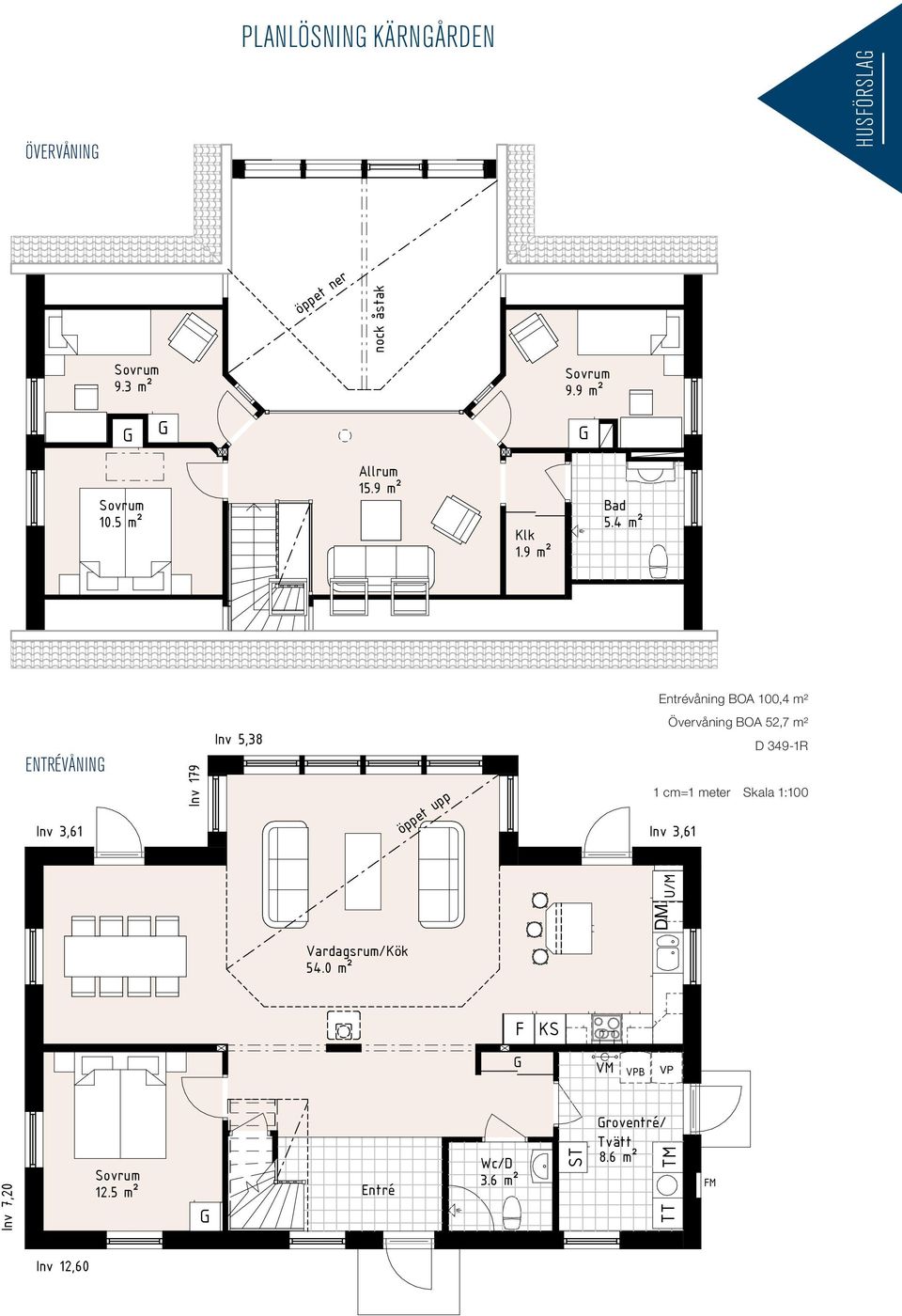 BOA 100,4 m² Övervåning BOA 52,7 m²