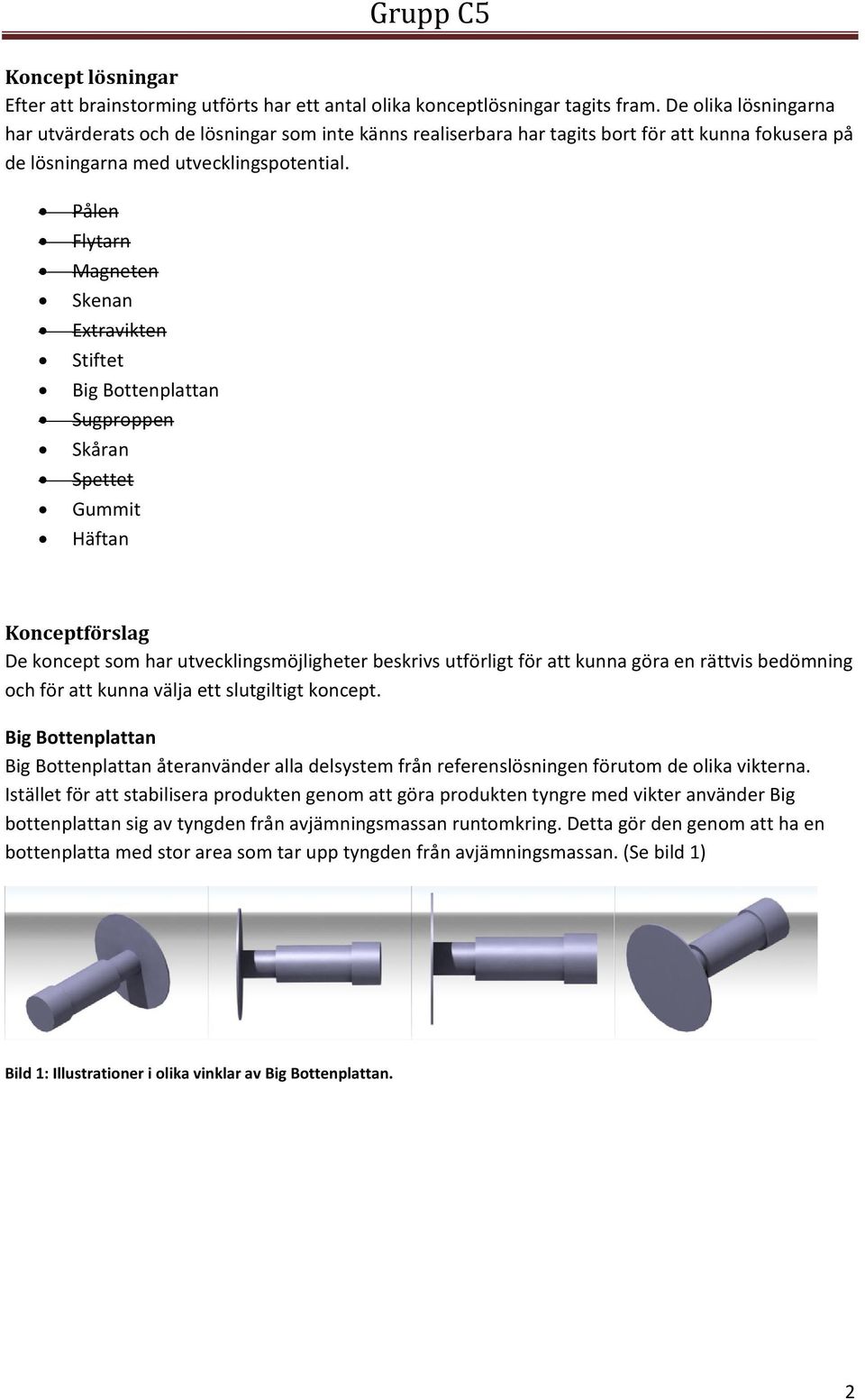 Pålen Flytarn Magneten Skenan Extravikten Stiftet Big Bottenplattan Sugproppen Skåran Spettet Gummit Häftan Konceptförslag De koncept som har utvecklingsmöjligheter beskrivs utförligt för att kunna