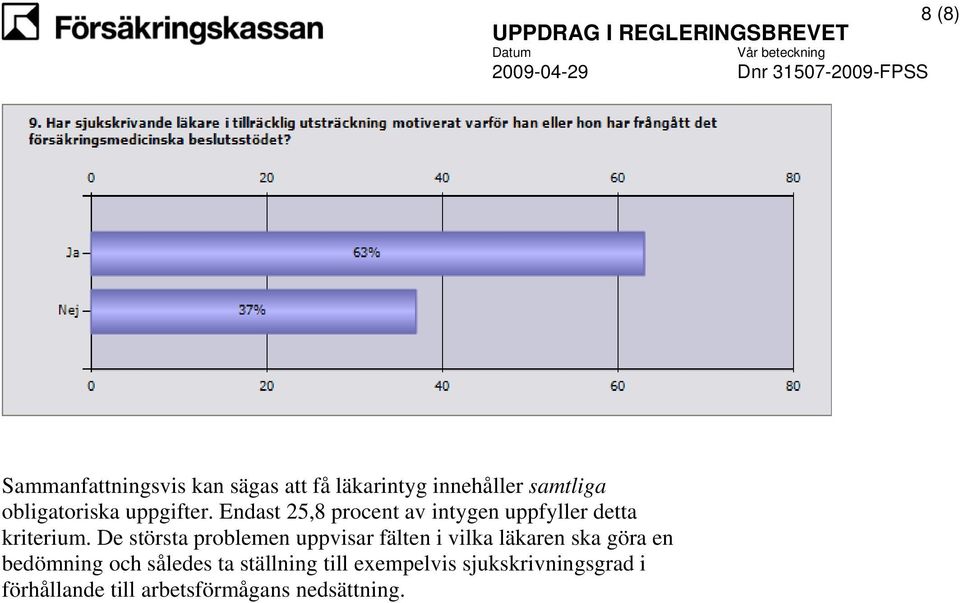 De största problemen uppvisar fälten i vilka läkaren ska göra en bedömning och