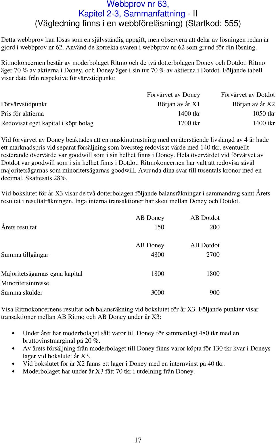 Ritmo äger 70 % av aktierna i Doney, och Doney äger i sin tur 70 % av aktierna i Dotdot.