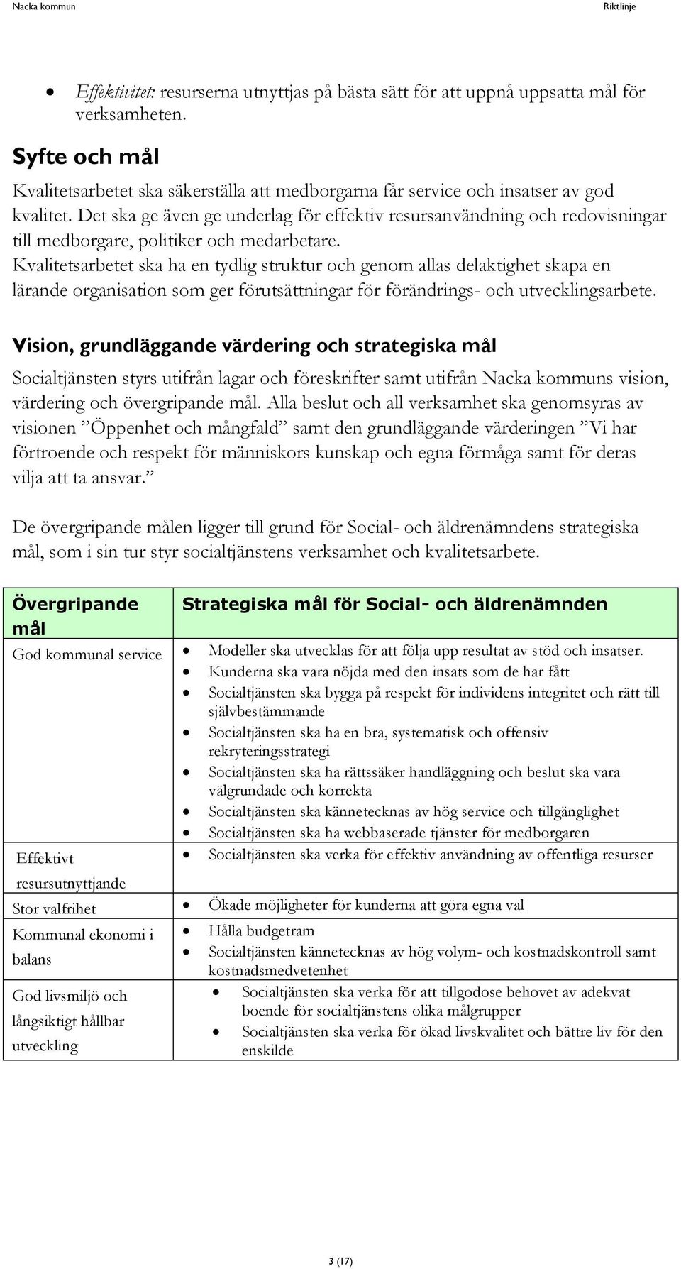 Kvalitetsarbetet ska ha en tydlig struktur och genom allas delaktighet skapa en lärande organisation som ger förutsättningar för förändrings- och utvecklingsarbete.