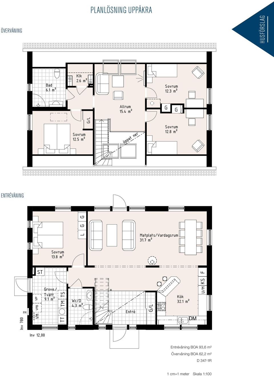 Entrévåning BOA 93,6 m² Övervåning