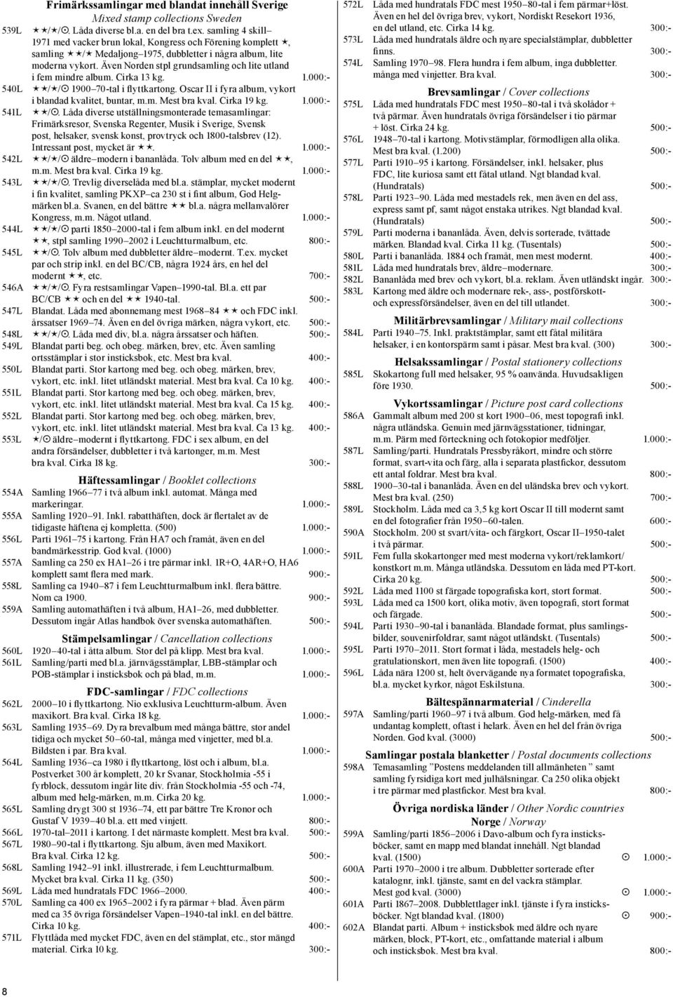 Även Norden stpl grundsamling och lite utland i fem mindre album. Cirka 13 kg. 1.000:- 540L / / 1900 70-tal i flyttkartong. Oscar II i fyra album, vykort i blandad kvalitet, buntar, m.m. Mest bra kval.