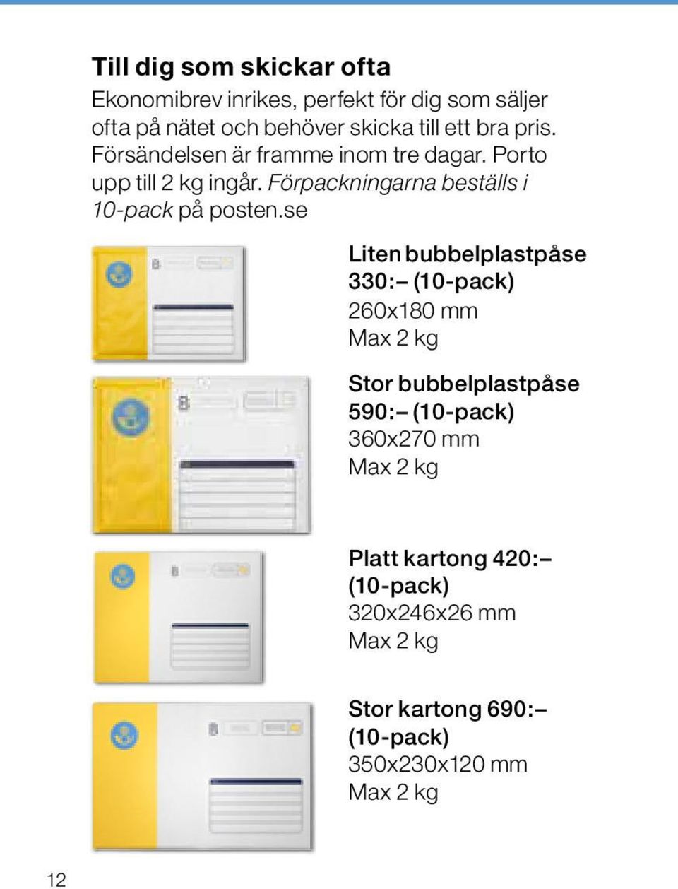 Förpackningarna beställs i 10-pack på posten.