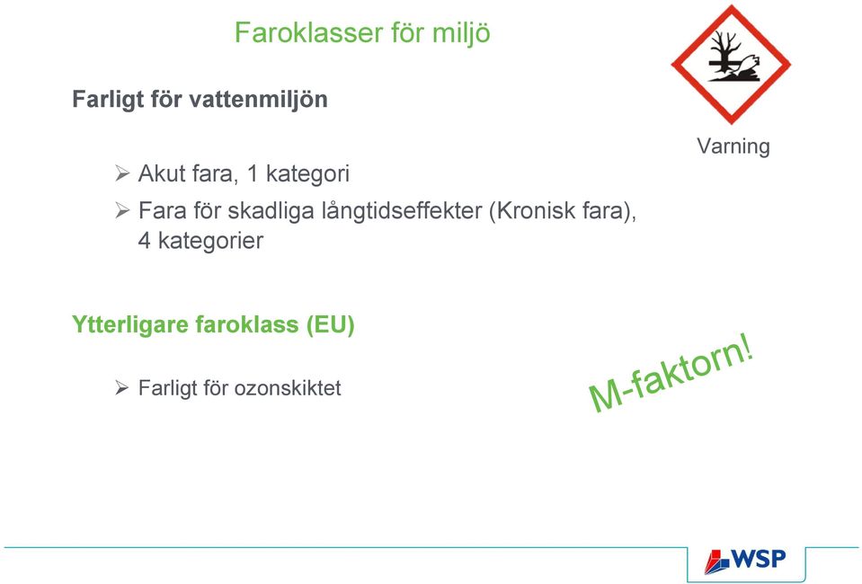 långtidseffekter (Kronisk fara), 4 kategorier