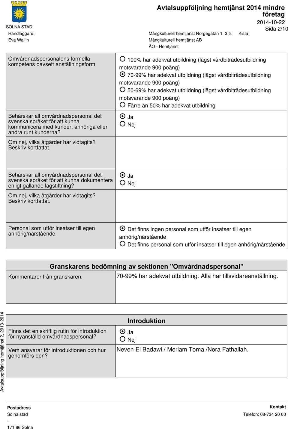 100% har adekvat utbildning (lägst vårdbiträdesutbildning motsvarande 900 poäng) 7099% har adekvat utbildning (lägst vårdbiträdesutbildning motsvarande 900 poäng) 5069% har adekvat utbildning (lägst