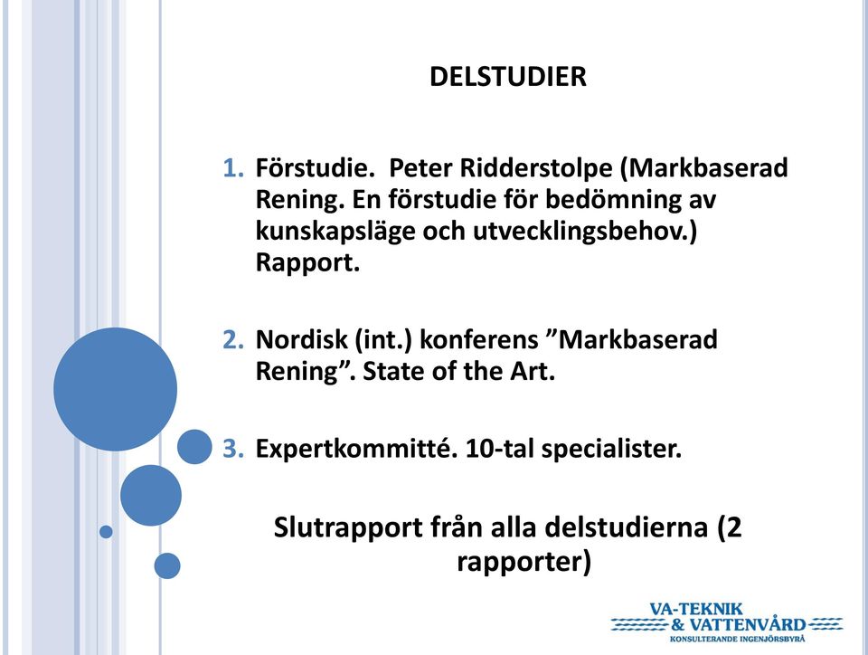 2. Nordisk (int.) konferens Markbaserad Rening. State of the Art. 3.