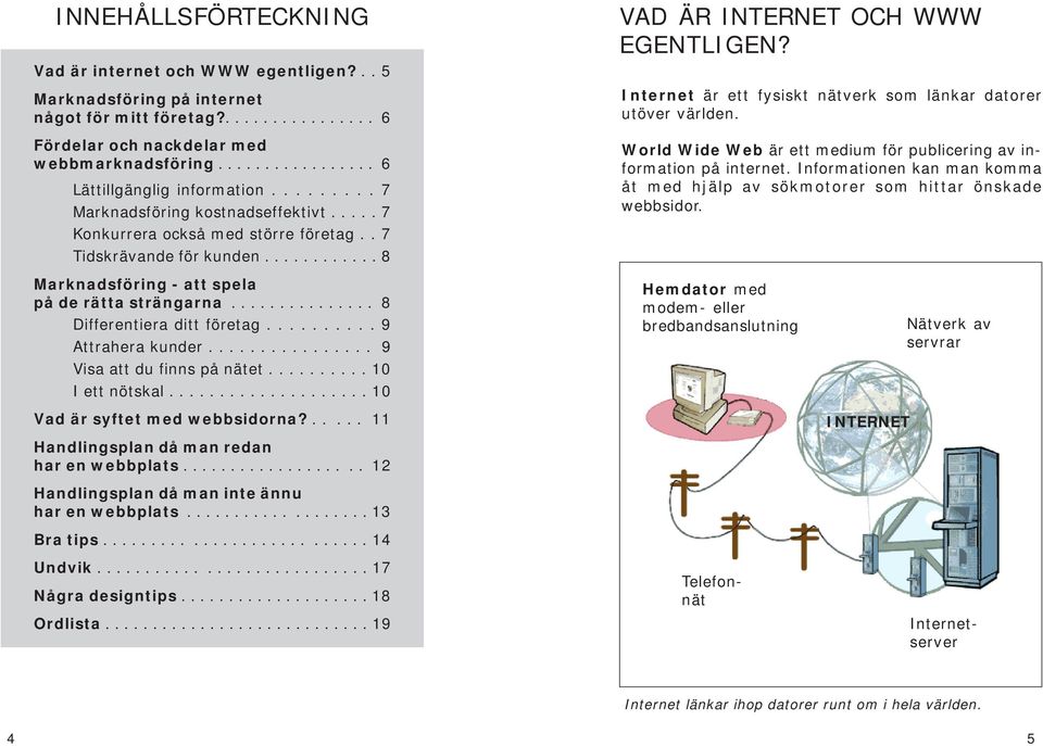 Internet är ett fysiskt nätverk som länkar datorer utöver världen. World Wide Web är ett medium för publicering av information på internet.