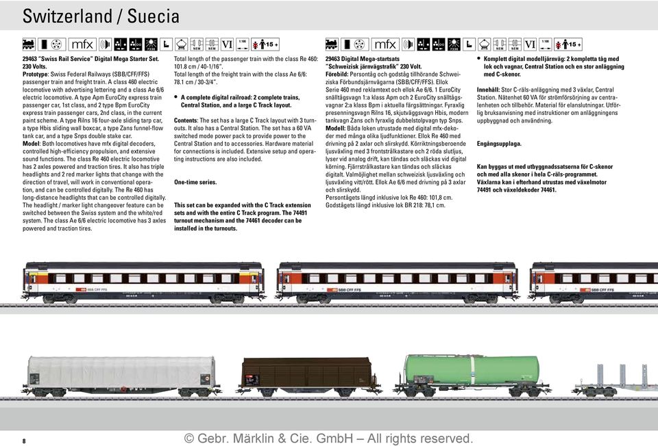 A type Apm EuroCity epress train passenger car, 1st class, and 2 type Bpm EuroCity epress train passenger cars, 2nd class, in the current paint scheme.