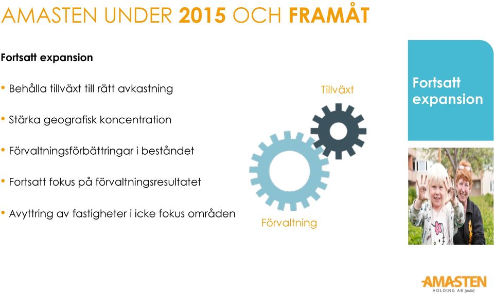 expansion Förvaltningsförbättringar i beståndet Fortsatt fokus på