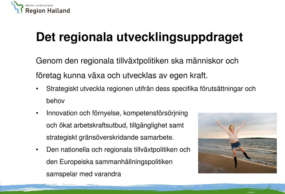 Strategiskt utveckla regionen utifrån dess specifika förutsättningar och behov Innovation och förnyelse,