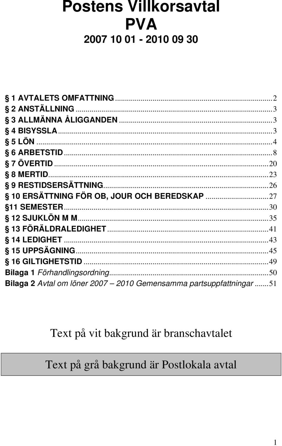 ..30 12 SJUKLÖN M M...35 13 FÖRÄLDRALEDIGHET...41 14 LEDIGHET...43 15 UPPSÄGNING...45 16 GILTIGHETSTID...49 Bilaga 1 Förhandlingsordning.