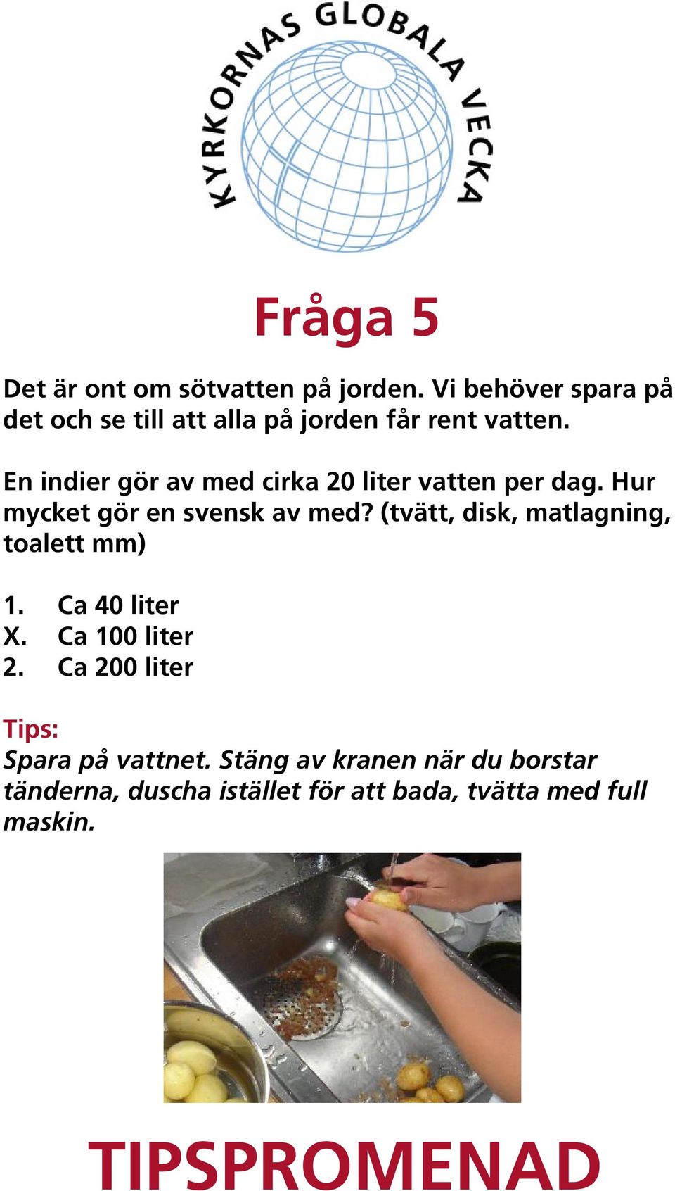En indier gör av med cirka 20 liter vatten per dag. Hur mycket gör en svensk av med?