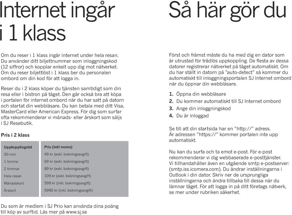 Den går också bra att köpa i portalen för internet ombord när du har satt på datorn och startat din webbläsare. Du kan betala med ditt Visa, MasterCard eller American Express.