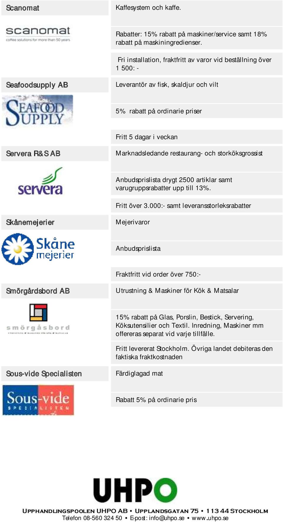 Marknadsledande restaurang- och storköksgrossist drygt 2500 artiklar samt varugruppsrabatter upp till 13%. Fritt över 3.