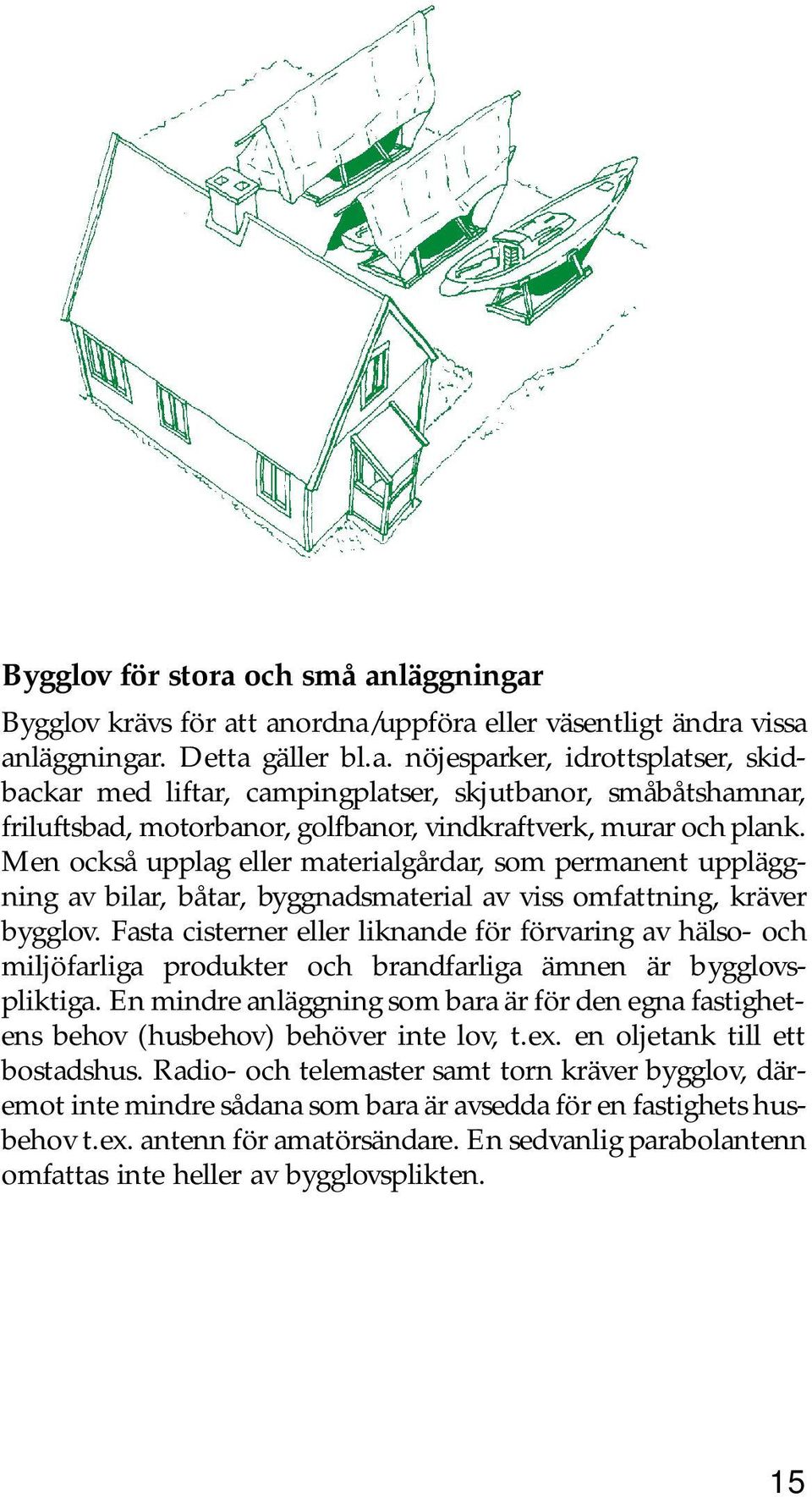 Fasta cisterner eller liknande för förvaring av hälso- och miljöfarliga produkter och brandfarliga ämnen är bygglovspliktiga.