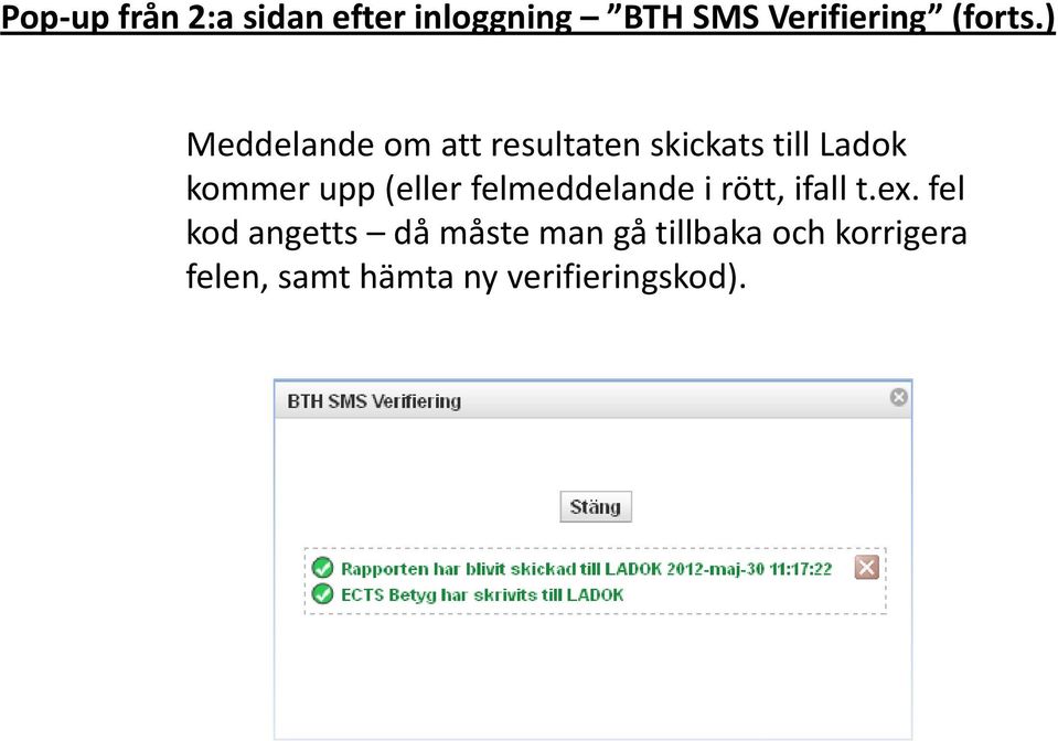 (eller felmeddelande i rött, ifall t.ex.