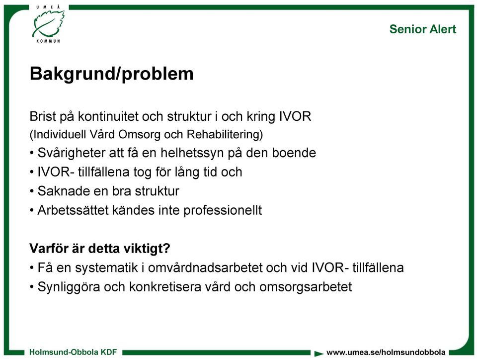 och Saknade en bra struktur Arbetssättet kändes inte professionellt Varför är detta viktigt?