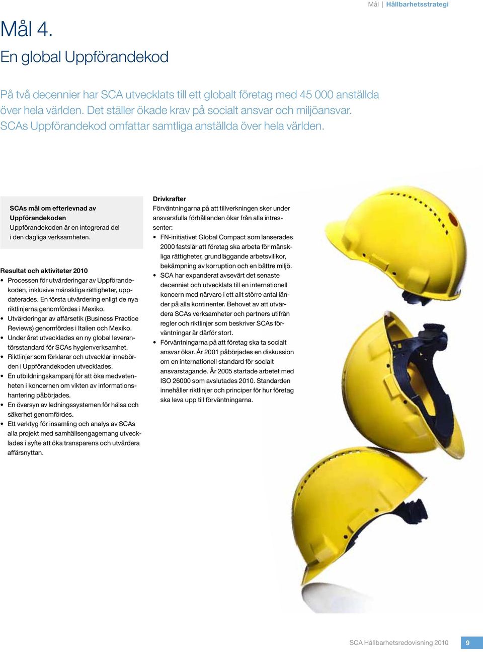 SCAs mål om efterlevnad av Uppförandekoden Uppförandekoden är en integrerad del i den dagliga verksamheten.