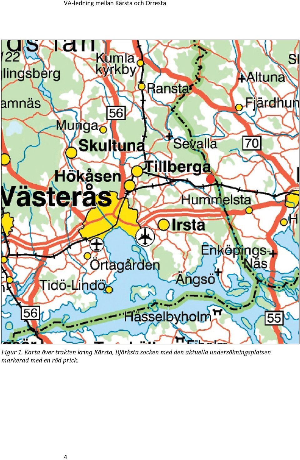 Karta över trakten kring Kärsta,