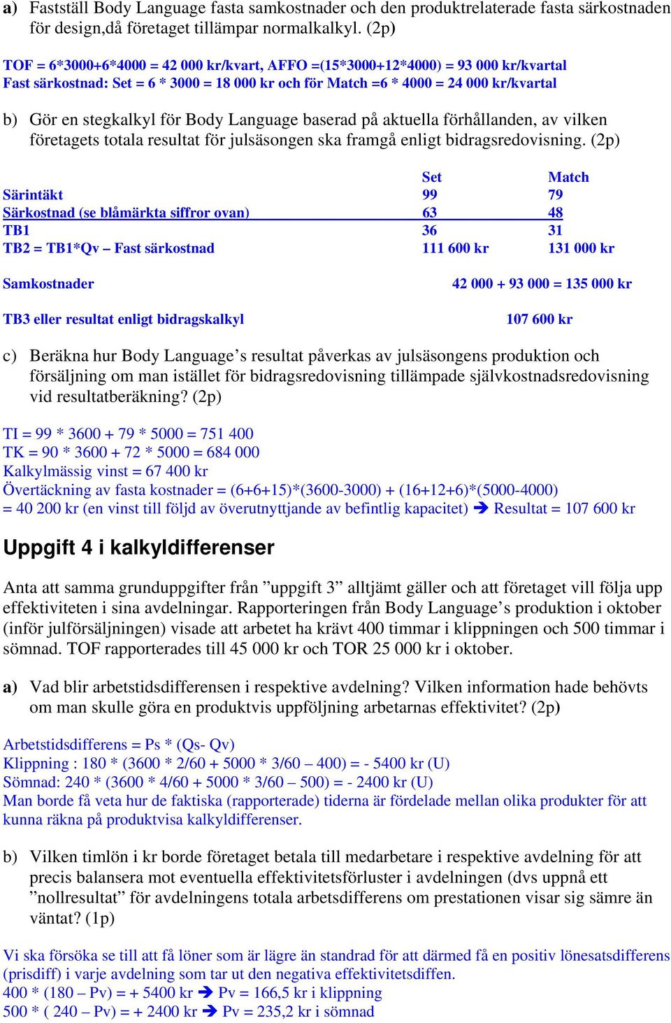 för Body Language baserad på aktuella förhållanden, av vilken företagets totala resultat för julsäsongen ska framgå enligt bidragsredovisning.