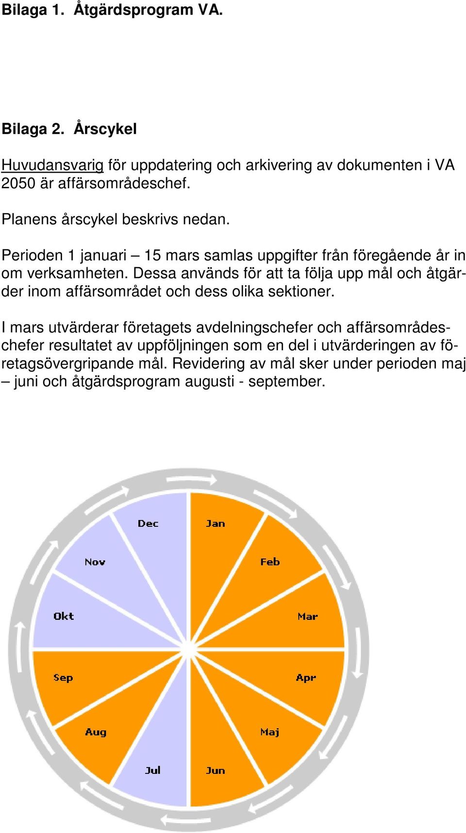 Dessa används för att ta följa upp mål och åtgärder inom affärsområdet och dess olika sektioner.