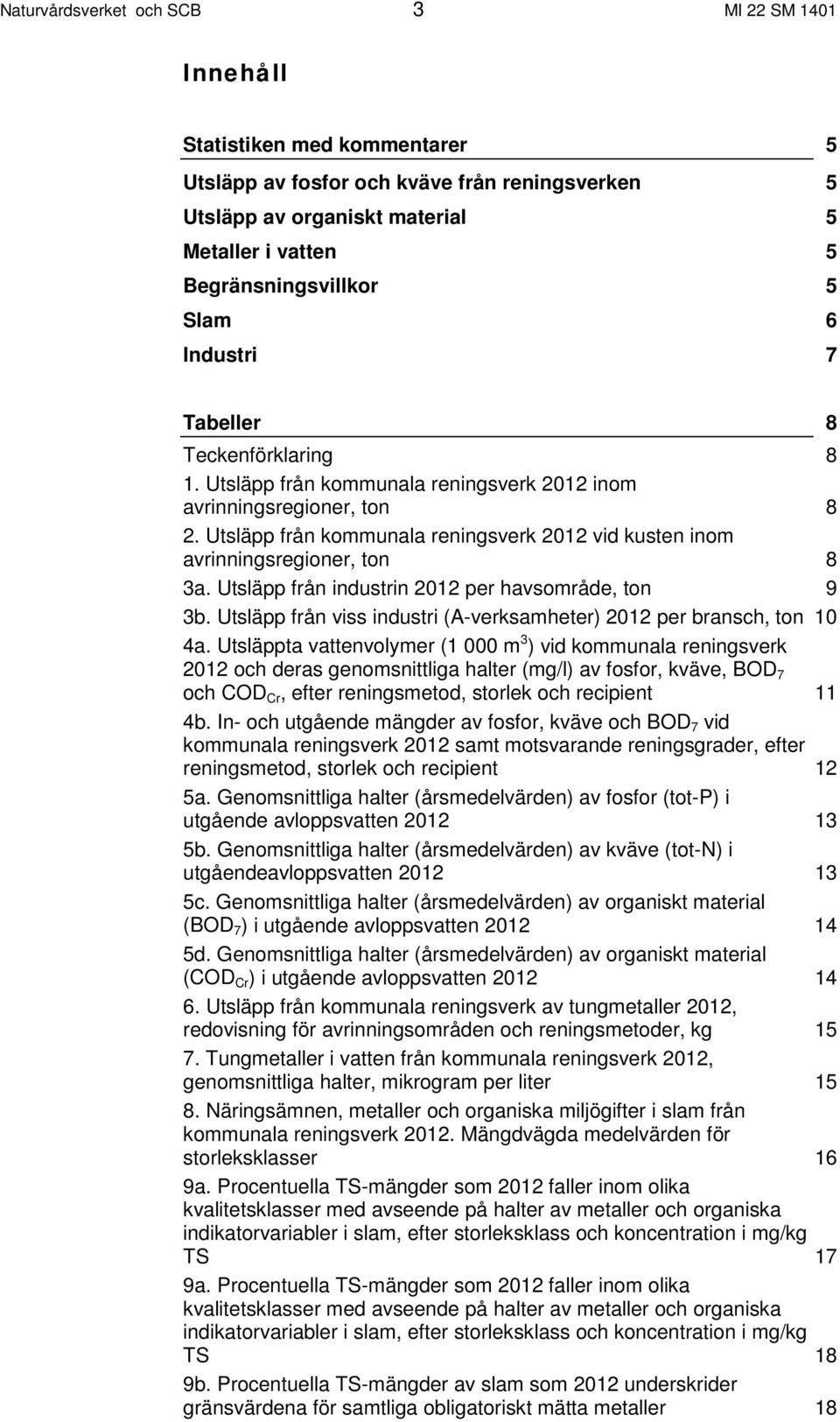 Utsläpp från kommunala reningsverk 2012 vid kusten inom avrinningsregioner, ton 8 3a. Utsläpp från industrin 2012 per havsområde, ton 9 3b.
