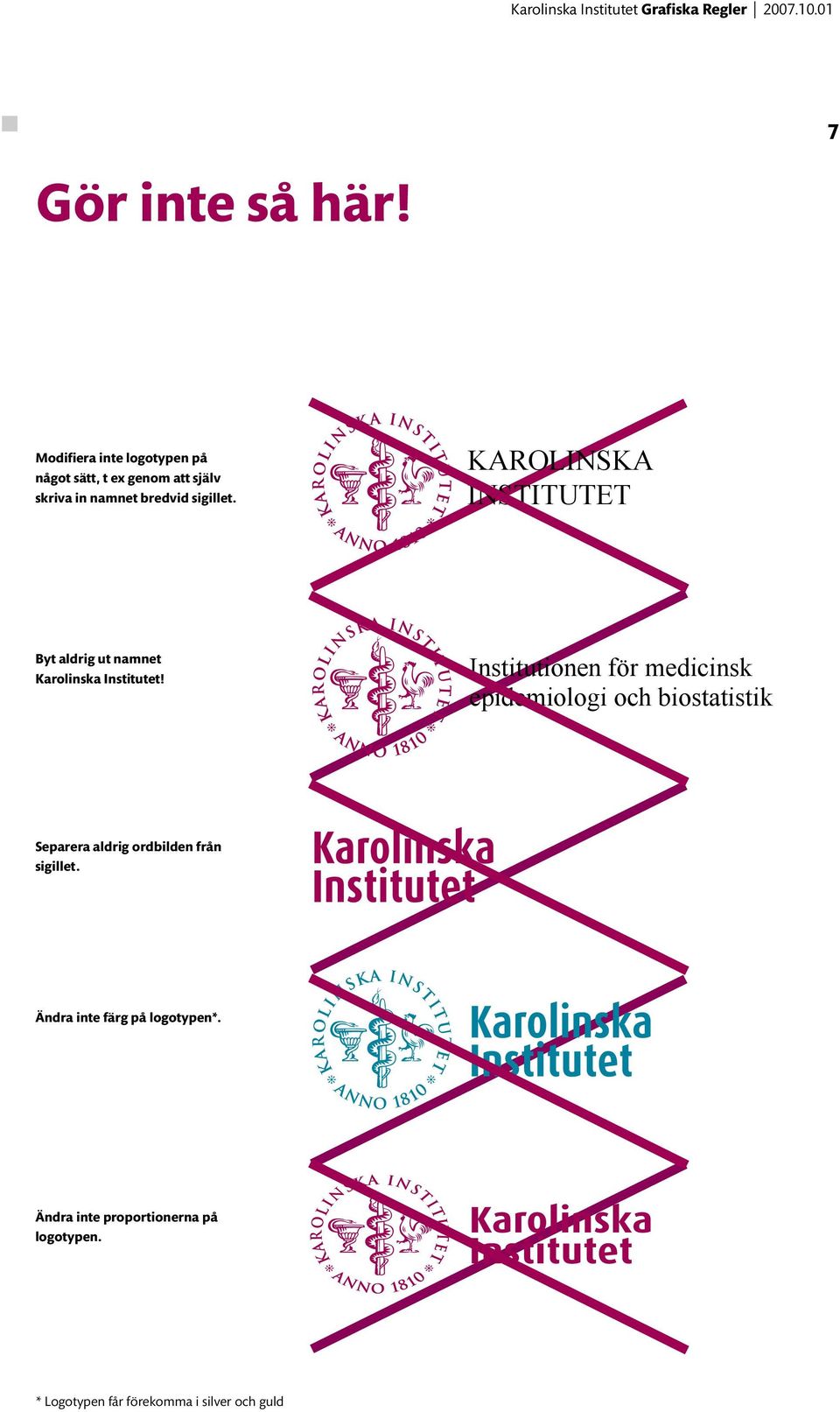 KAROLINSKA INSTITUTET Byt aldrig ut namnet Karolinska Institutet!