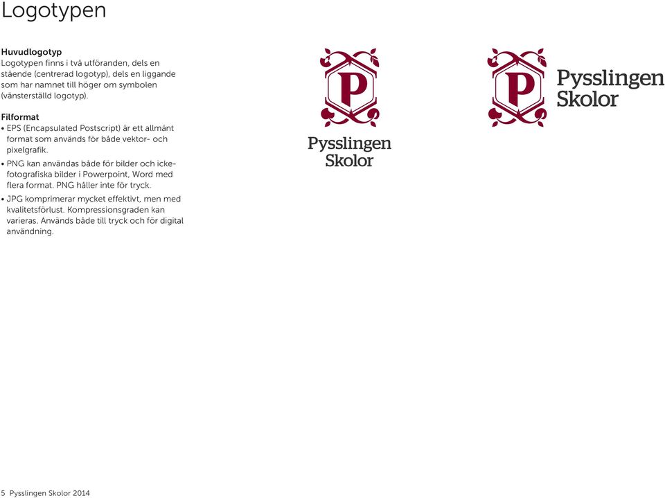 PNG kan användas både för bilder och ickefotografiska bilder i Powerpoint, Word med flera format. PNG håller inte för tryck.
