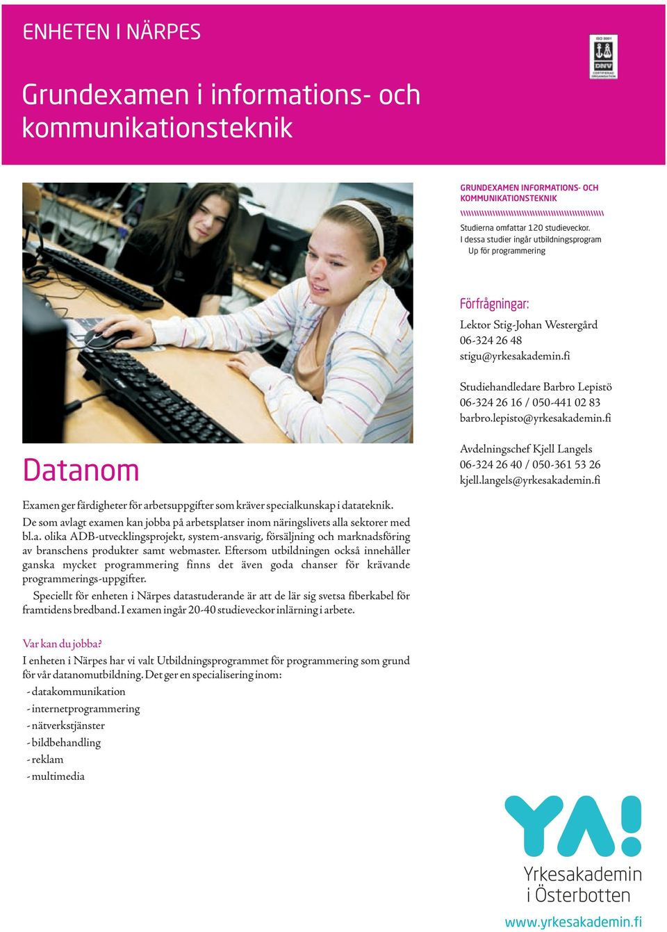 Eftersom utbildningen också innehåller ganska mycket programmering finns det även goda chanser för krävande programmerings-uppgifter.