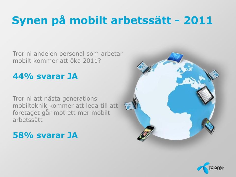 44% svarar JA Tror ni att nästa generations mobilteknik