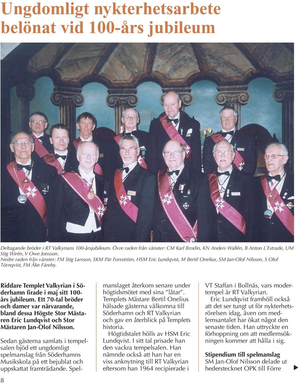 Nedre raden från vänster: FM Stig Larsson, SKM Pär Forsström, HSM Eric Lundqvist, M Bertil Onelius, SM Jan-Olof Nilsson, S Olof Törnqvist, FM Åke Färeby.