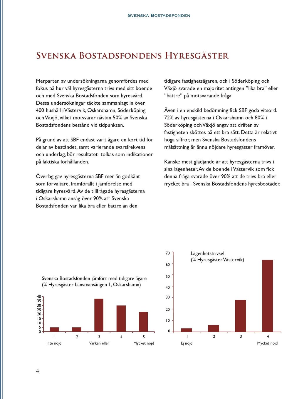 På grund av att SBF endast varit ägare en kort tid för delar av beståndet, samt varierande svarsfrekvens och underlag, bör resultatet tolkas som indikationer på faktiska förhållanden.