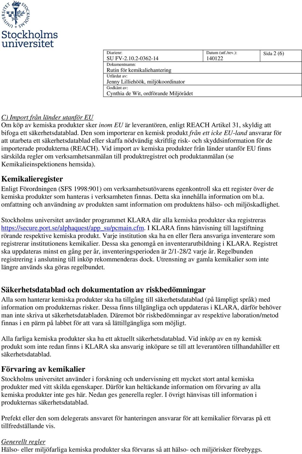 Rutin för kemikaliehantering - PDF Free Download