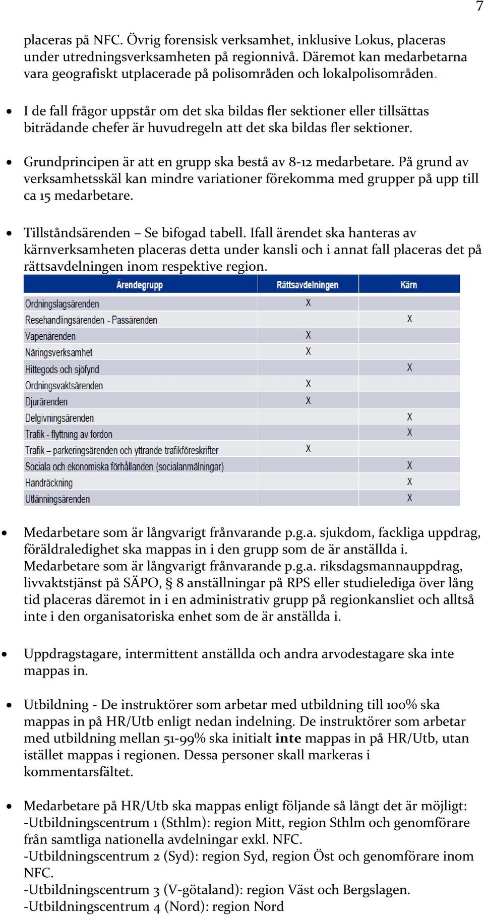 I de fall frågor uppstår om det ska bildas fler sektioner eller tillsättas biträdande chefer är huvudregeln att det ska bildas fler sektioner.