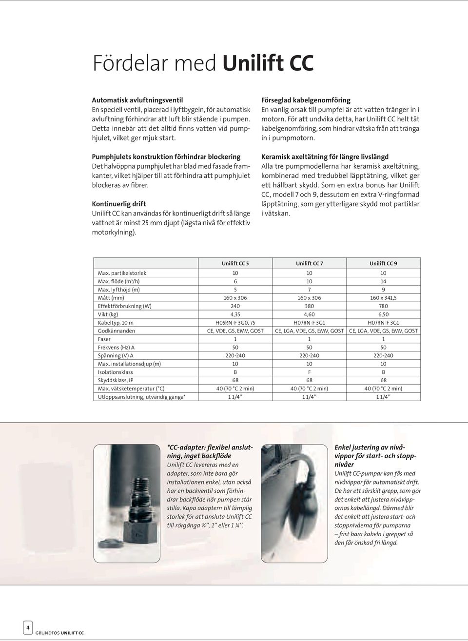 Pumphjulets konstruktion förhindrar blockering Det halvöppna pumphjulet har blad med fasade framkanter, vilket hjälper till att förhindra att pumphjulet blockeras av fibrer.