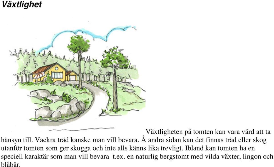 Å andra sidan kan det finnas träd eller skog utanför tomten som ger skugga och inte