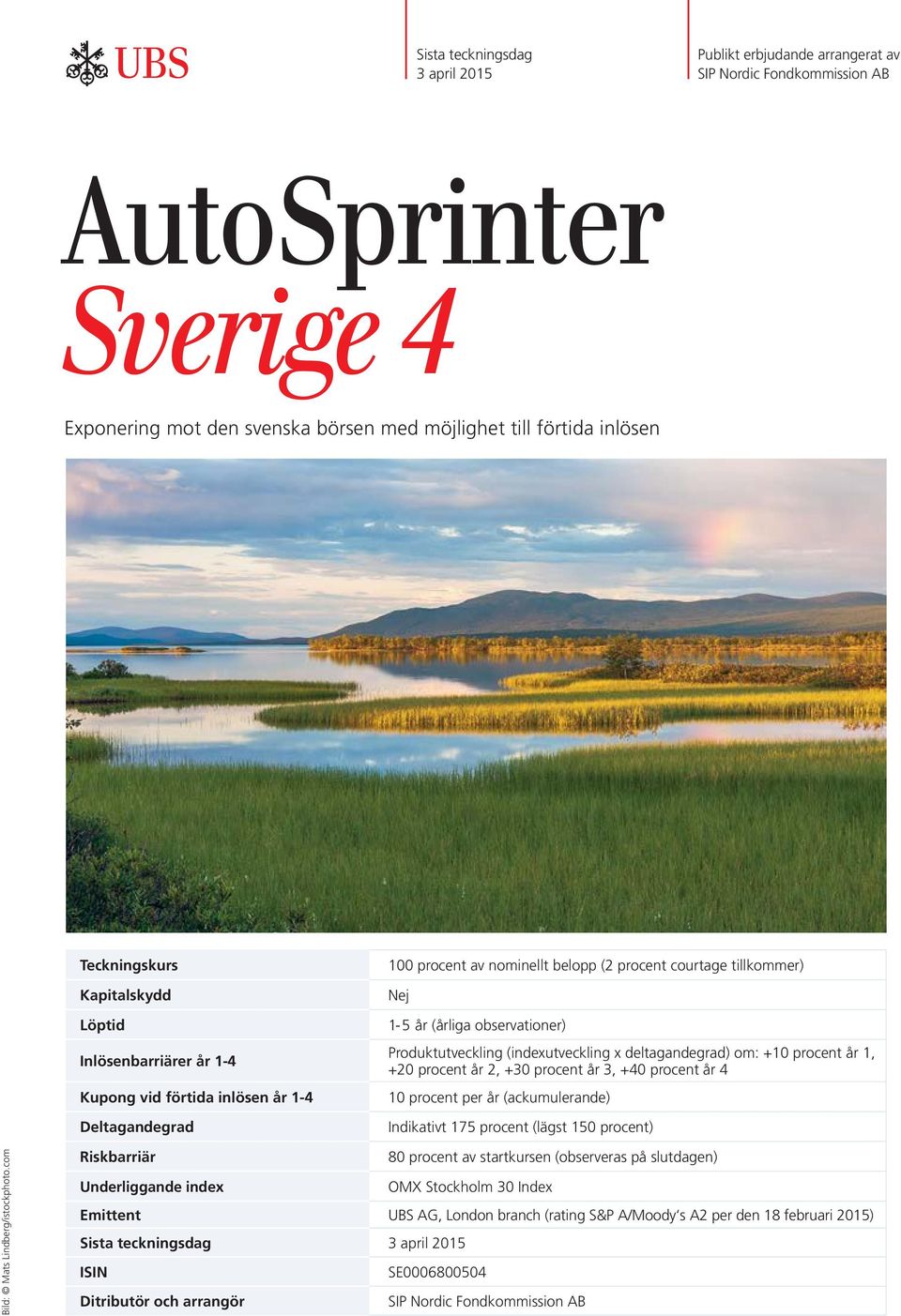 observationer) Produktutveckling (indexutveckling x deltagandegrad) om: +10 procent år 1, +20 procent år 2, +30 procent år 3, +40 procent år 4 10 procent per år (ackumulerande) Indikativt 175 procent