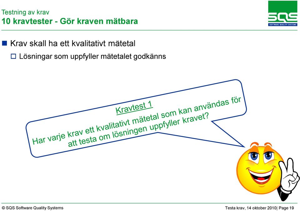 Lösningar som uppfyller mätetalet godkänns SQS