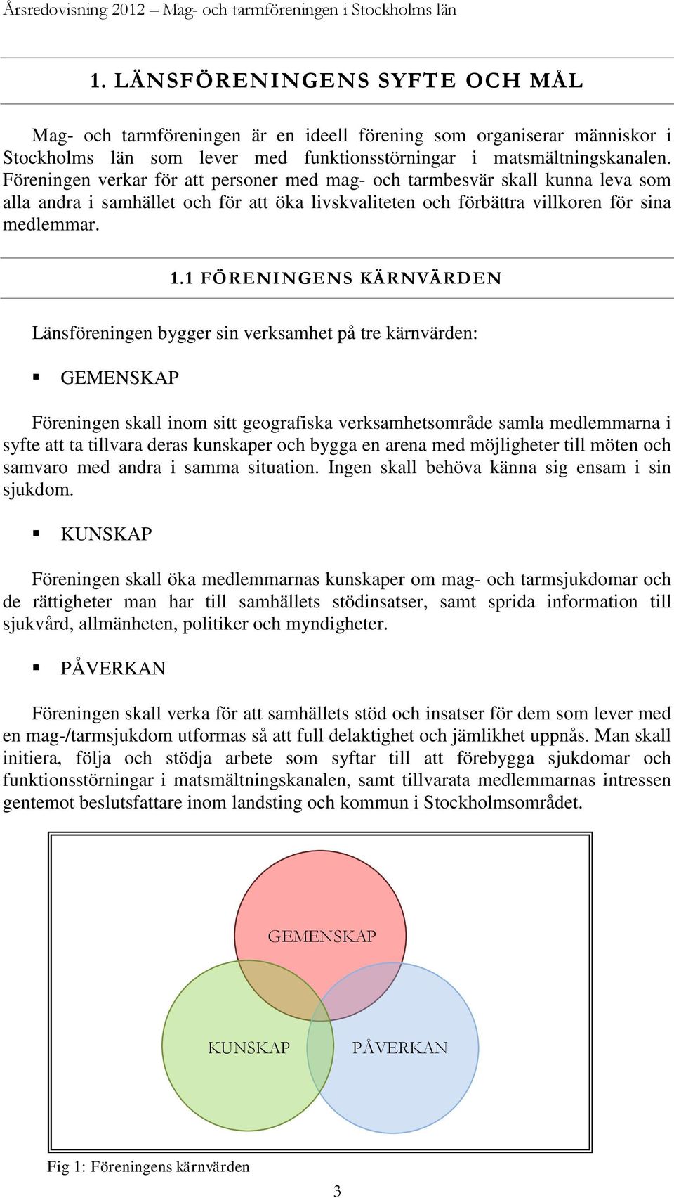 Föreningen verkar för att personer med mag- och tarmbesvär skall kunna leva som alla andra i samhället och för att öka livskvaliteten och förbättra villkoren för sina medlemmar. 1.