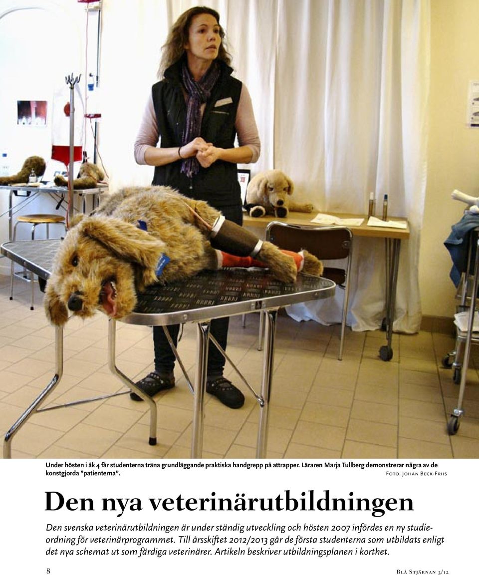 Foto: Johan Beck-Friis Den nya veterinärutbildningen Den svenska veterinärutbildningen är under ständig utveckling och hösten