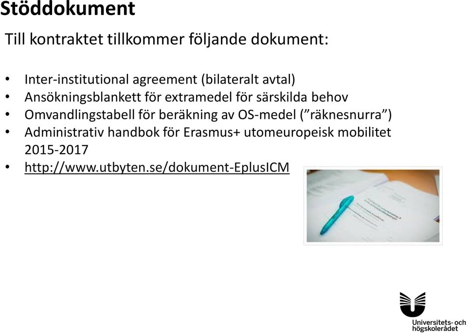 Omvandlingstabell för beräkning av OS-medel ( räknesnurra ) Administrativ handbok