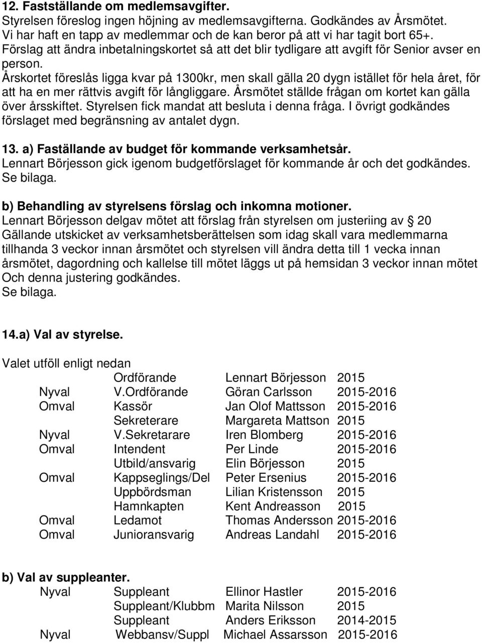 Årskortet föreslås ligga kvar på 1300kr, men skall gälla 20 dygn istället för hela året, för att ha en mer rättvis avgift för långliggare. Årsmötet ställde frågan om kortet kan gälla över årsskiftet.