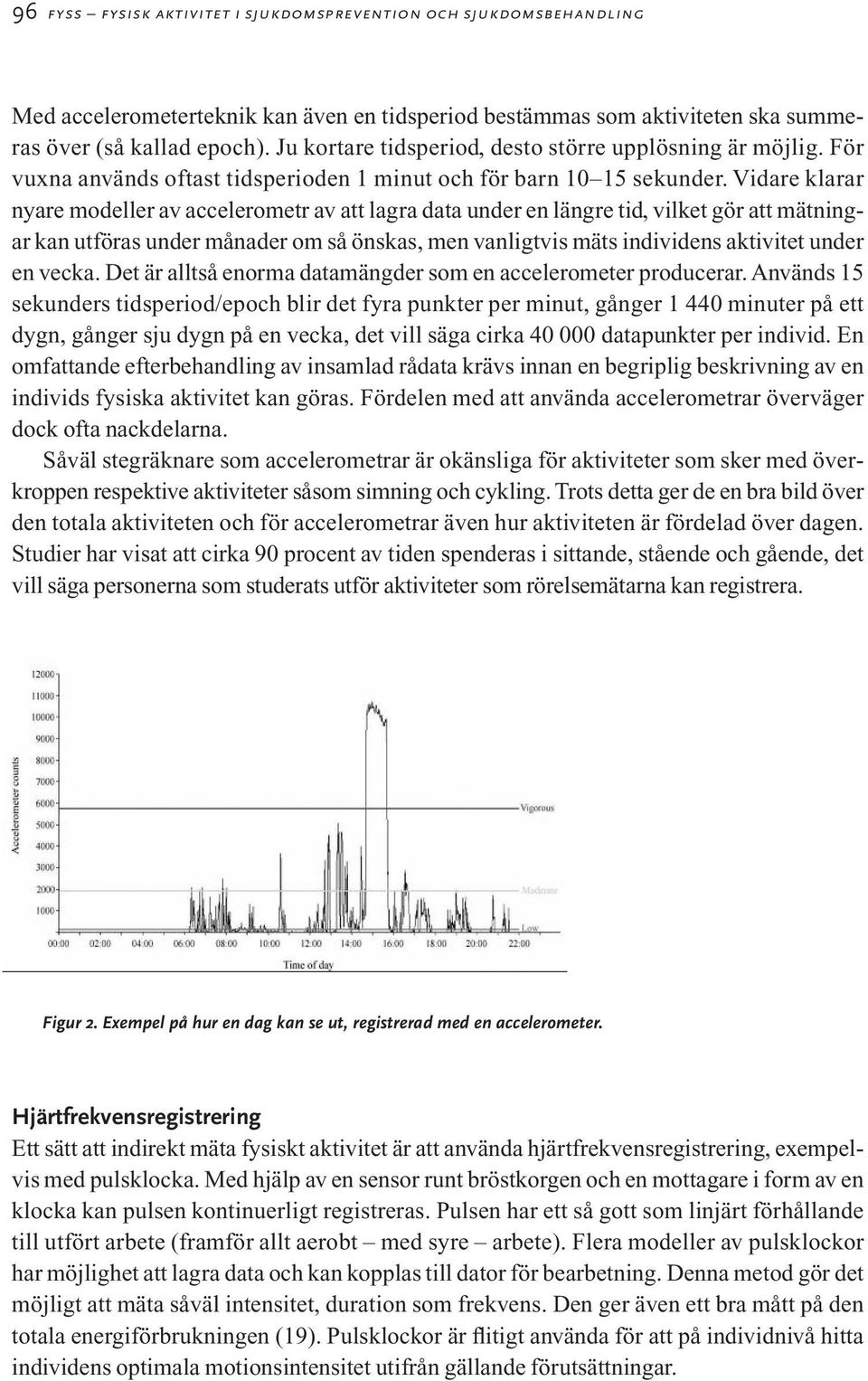 Vidare klarar nyare modeller av accelerometr av att lagra data under en längre tid, vilket gör att mätningar kan utföras under månader om så önskas, men vanligtvis mäts individens aktivitet under en