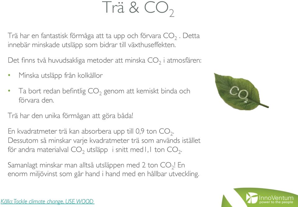 En kvadratmeter trä kan absorbera upp till 0,9 ton CO 2.