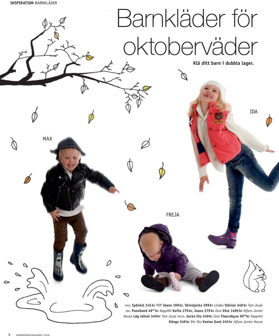 Pannband 49 50 kr KappAhl Kofta 279 kr, Jeans 279 kr Zara Väst 1495 kr Alfons Junior House Låg stövel 349 kr Tom