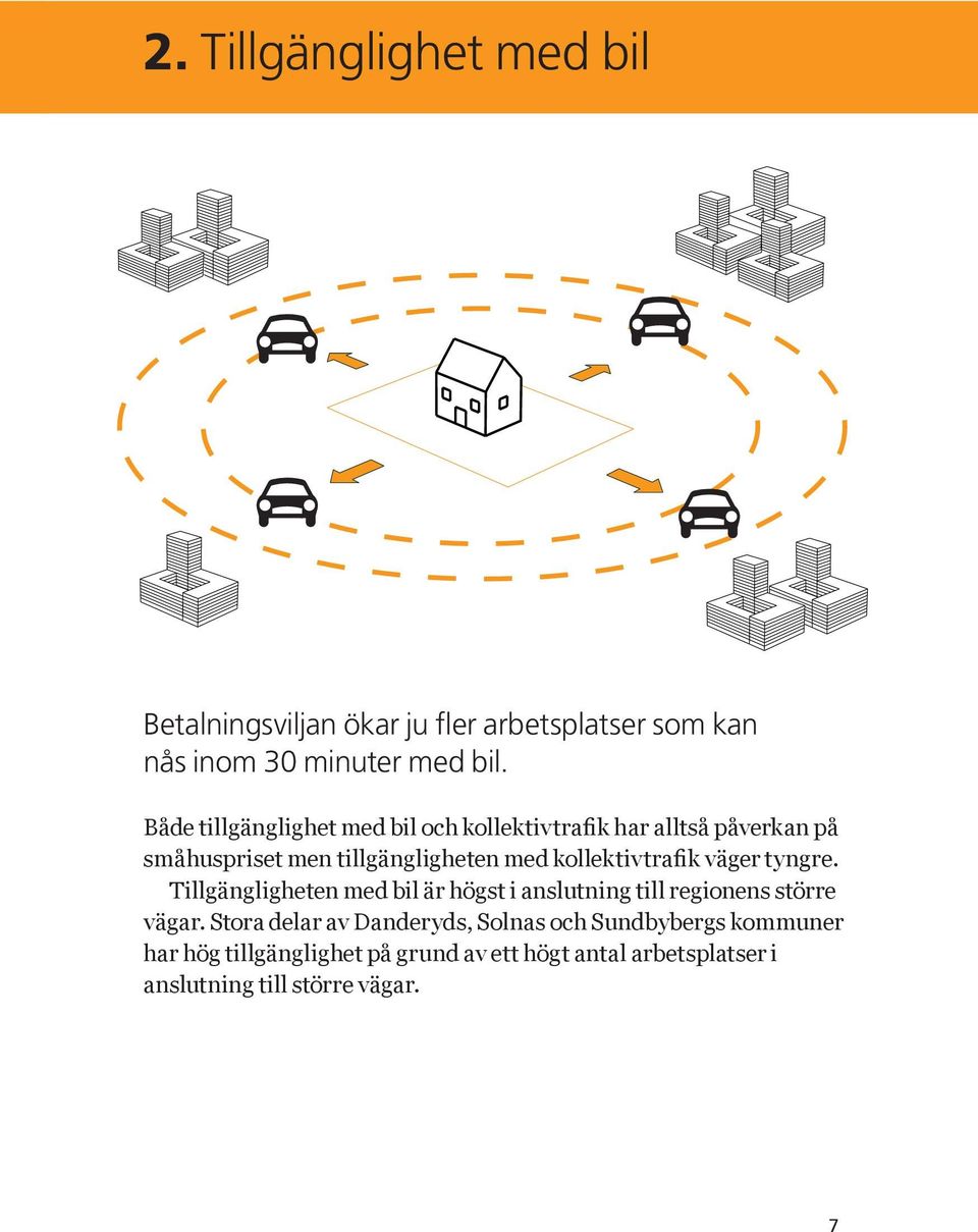 kollektivtrafik väger tyngre. Tillgängligheten med bil är högst i anslutning till regionens större vägar.