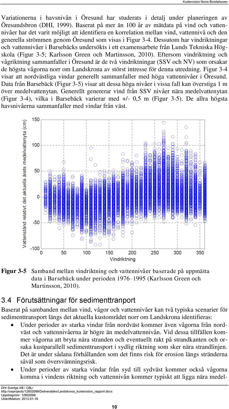 3-4. Dessutom har vindriktningar och vattennivåer i Barsebäcks undersökts i ett examensarbete från Lunds Tekniska Högskola (Figur 3-5; Karlsson Green och Martinsson, 2010).