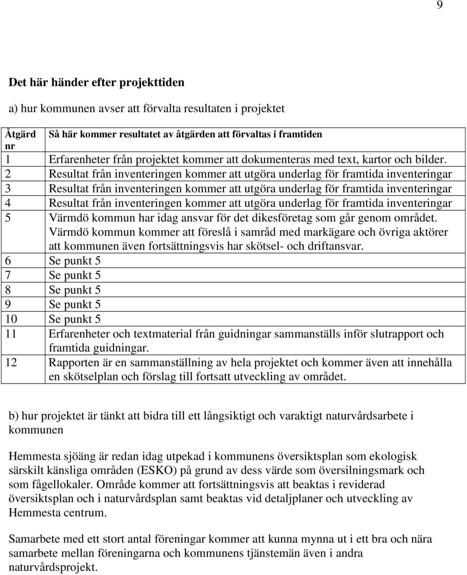 2 Resultat från inventeringen kommer att utgöra underlag för framtida inventeringar 3 Resultat från inventeringen kommer att utgöra underlag för framtida inventeringar 4 Resultat från inventeringen