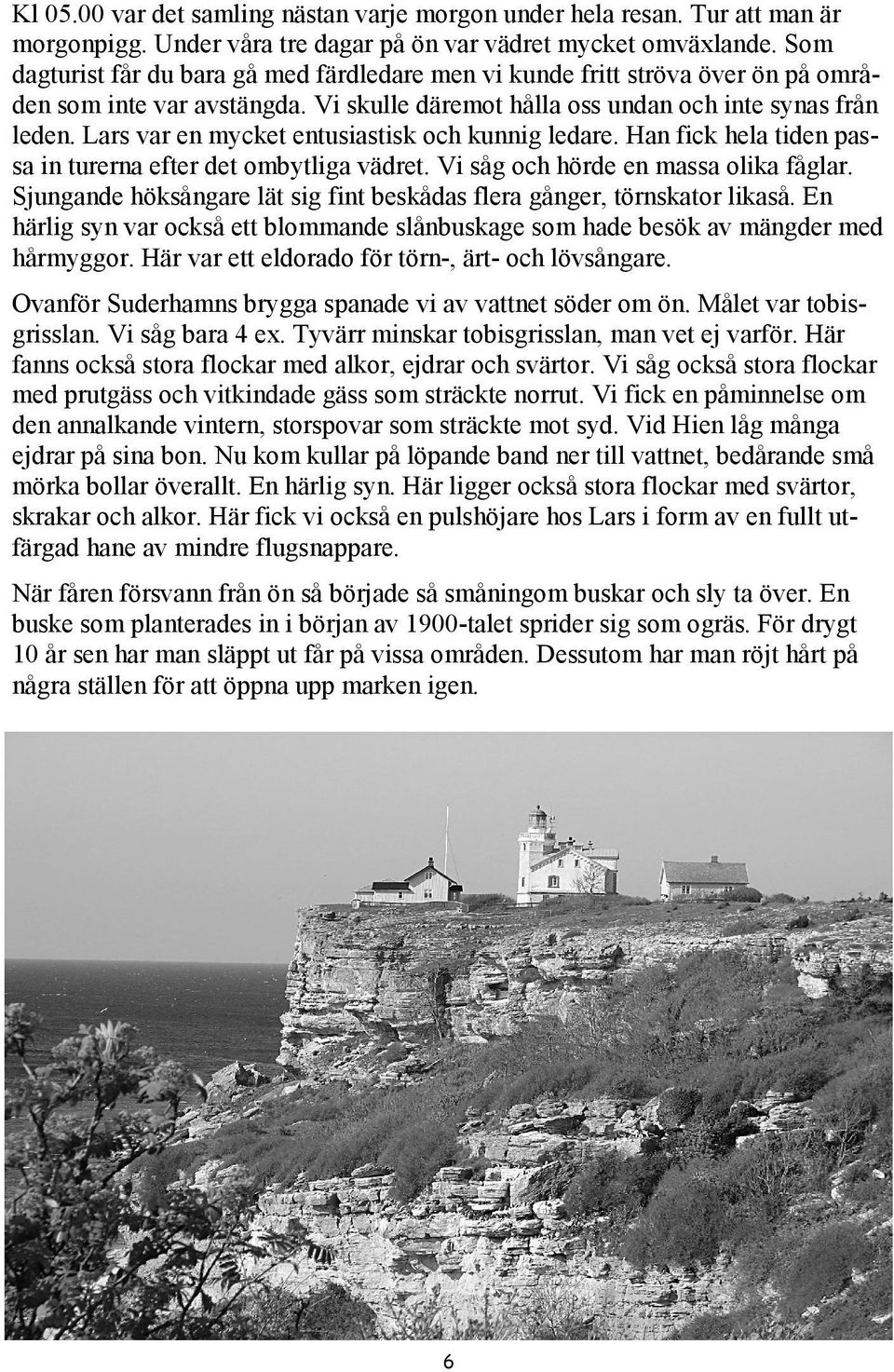 Lars var en mycket entusiastisk och kunnig ledare. Han fick hela tiden passa in turerna efter det ombytliga vädret. Vi såg och hörde en massa olika fåglar.